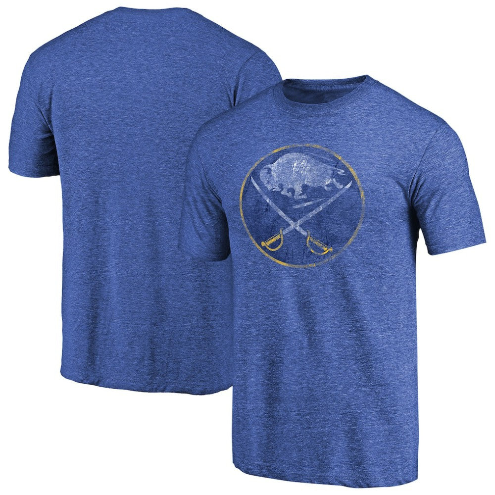 NHL Royal Buffalo Sabres Throwback Vintage Logo Tri-Blend T-Shirt