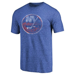 NHL Royal New York Islanders Throwback Vintage Logo Tri-Blend T-Shirt