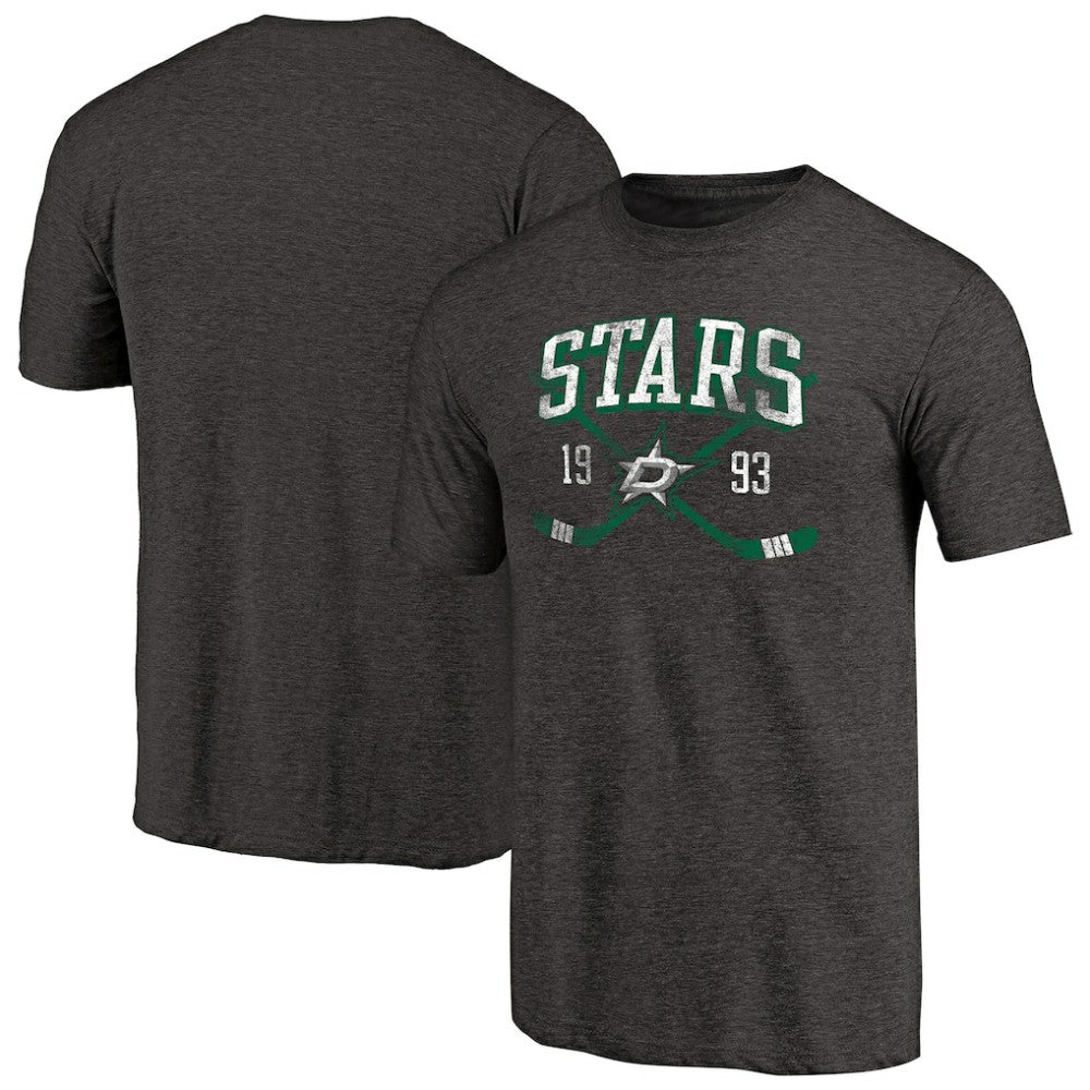 NHL Black Dallas Stars Vintage Collection Line Shift Tri-Blend T-Shirt
