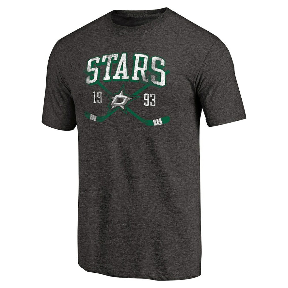 NHL Black Dallas Stars Vintage Collection Line Shift Tri-Blend T-Shirt
