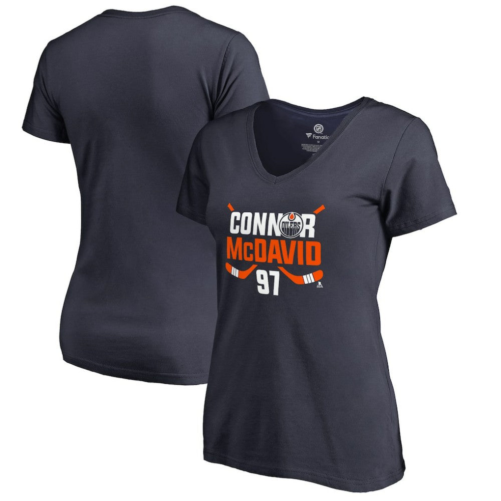NHL Navy Connor McDavid Edmonton Oilers Women's Hometown Collection CM97 V-Neck T-Shirt