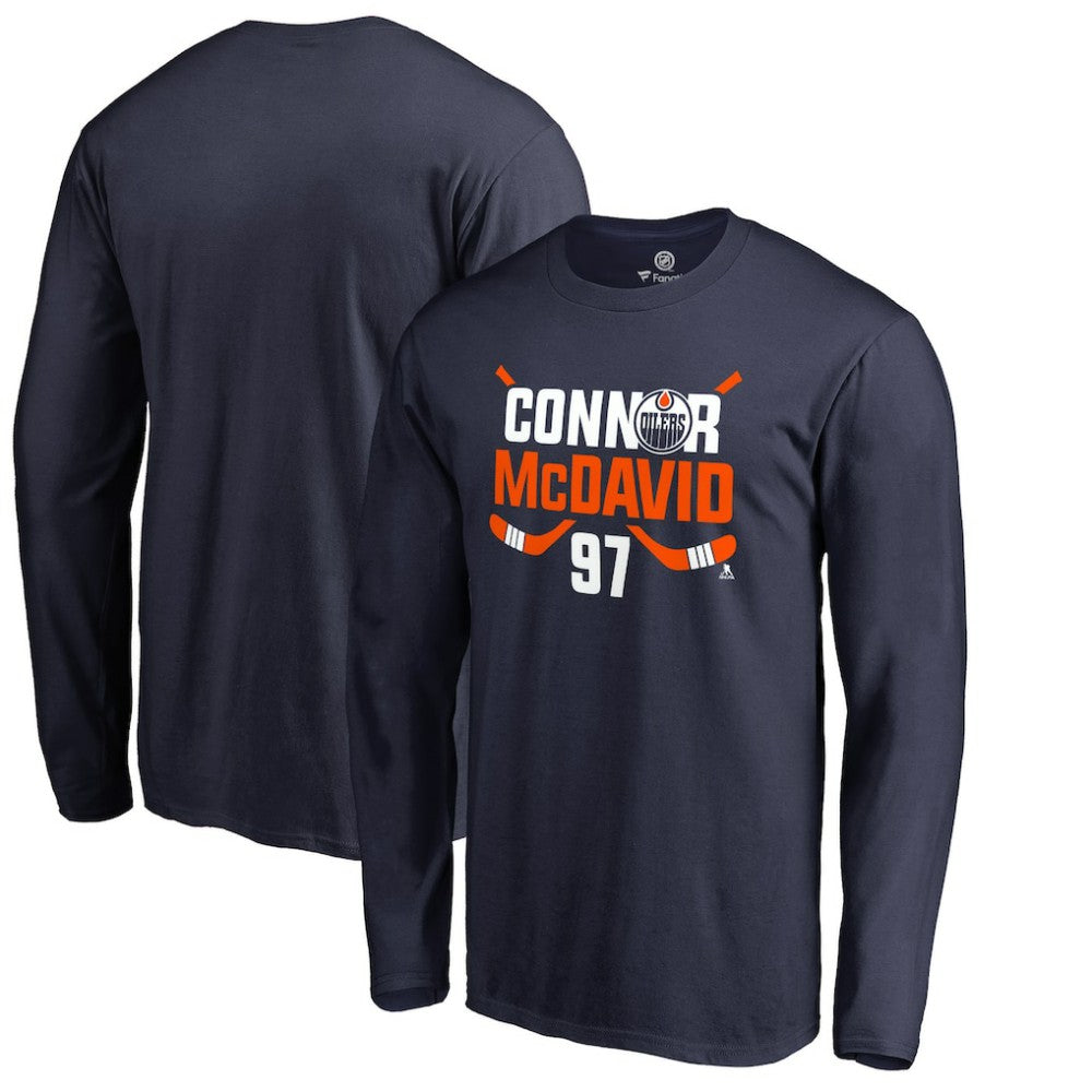 NHL Navy Connor McDavid Edmonton Oilers Hometown Collection CM97 Long Sleeve T-Shirt