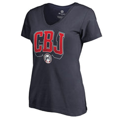 NHL Navy Columbus Blue Jackets Women's Fan Favorite Team Slogan V-Neck T-Shirt