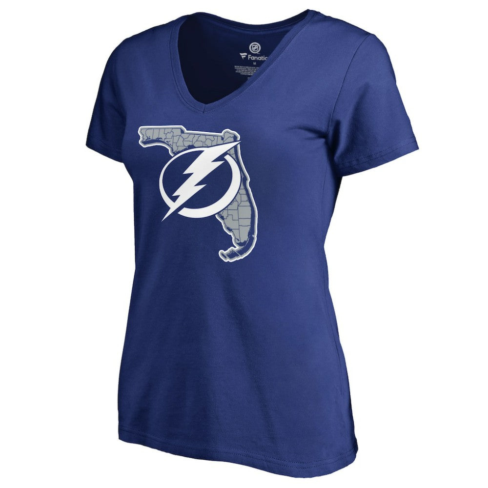 NHL Blue Tampa Bay Lightning Women's State Fan Favorite Team Slogan V-Neck T-Shirt