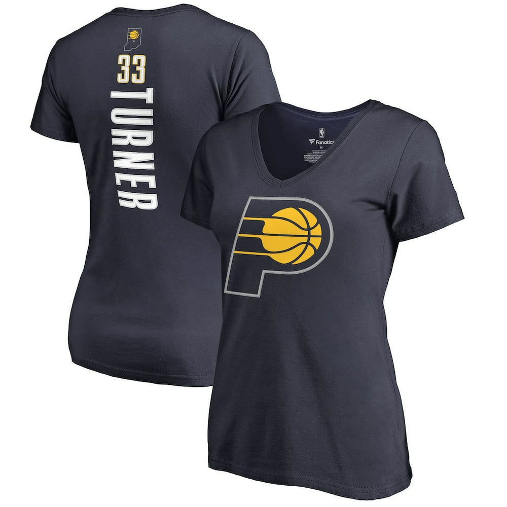 NBA Myles Turner Indiana Pacers Women's Backer Name and Number V-Neck T-Shirt