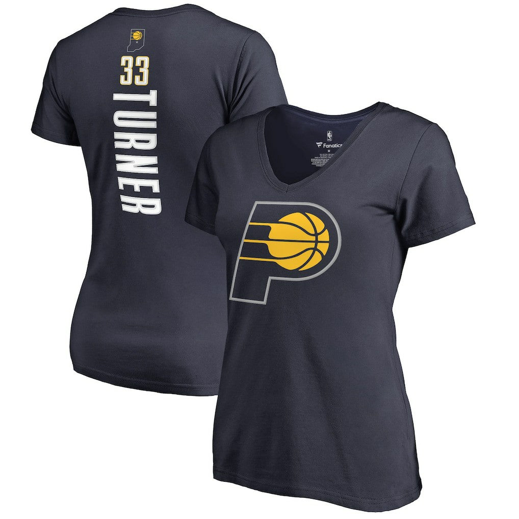 NBA Myles Turner Indiana Pacers Women's Backer Name and Number V-Neck T-Shirt
