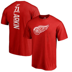 NHL Red Dylan Larkin Detroit Red Wings Team Logo Backer Name & Number T-Shirt