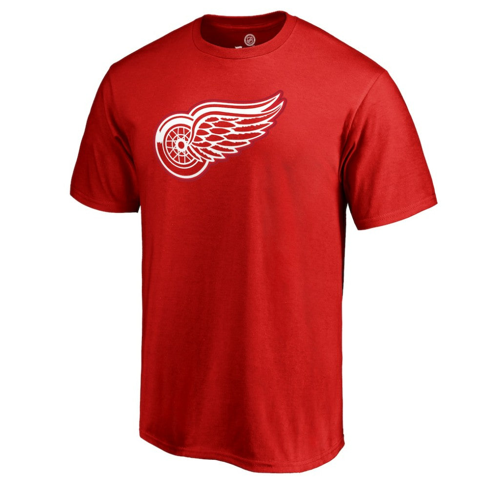 NHL Red Dylan Larkin Detroit Red Wings Team Logo Backer Name & Number T-Shirt
