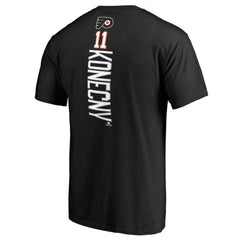 NHL Black Travis Konecny Philadelphia Flyers Team Logo Backer Name & Number T-Shirt