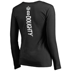 NHL Black Drew Doughty Los Angeles Kings Women's Backer Name & Number Slim Fit Long Sleeve V-Neck T-Shirt
