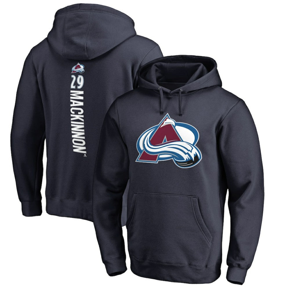 NHL Navy Nathan MacKinnon Colorado Avalanche Backer Name & Number Pullover Hoodie