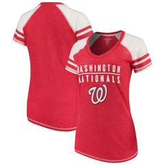 MLB Washington Nationals Soft as a Grape Women's Color Block V-Neck T-Shirt
