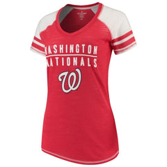 MLB Washington Nationals Soft as a Grape Women's Color Block V-Neck T-Shirt