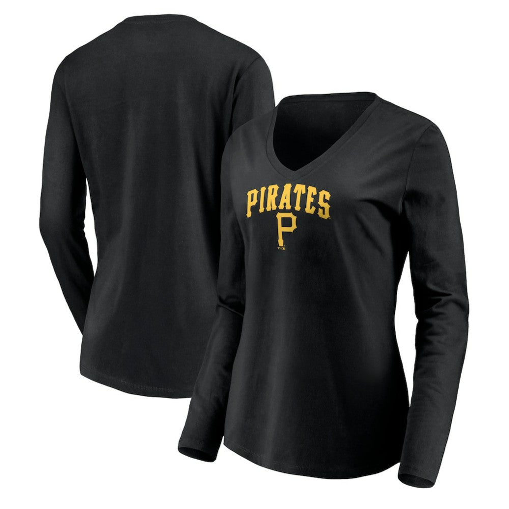 MLB Pittsburgh Pirates Women's Cooperstown Collection Wahconah Long Sleeve V-Neck T-Shirt