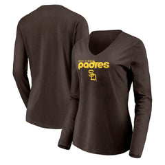 MLB San Diego Padres Women's Cooperstown Collection Wahconah Long Sleeve V-Neck T-Shirt