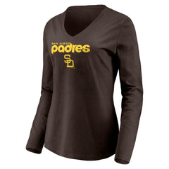 MLB San Diego Padres Women's Cooperstown Collection Wahconah Long Sleeve V-Neck T-Shirt