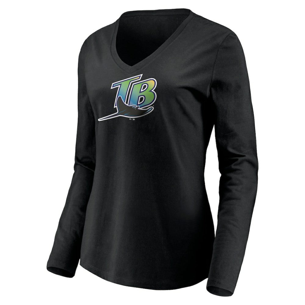 MLB Tampa Bay Rays Women's Cooperstown Collection Wahconah Long Sleeve V-Neck T-Shirt