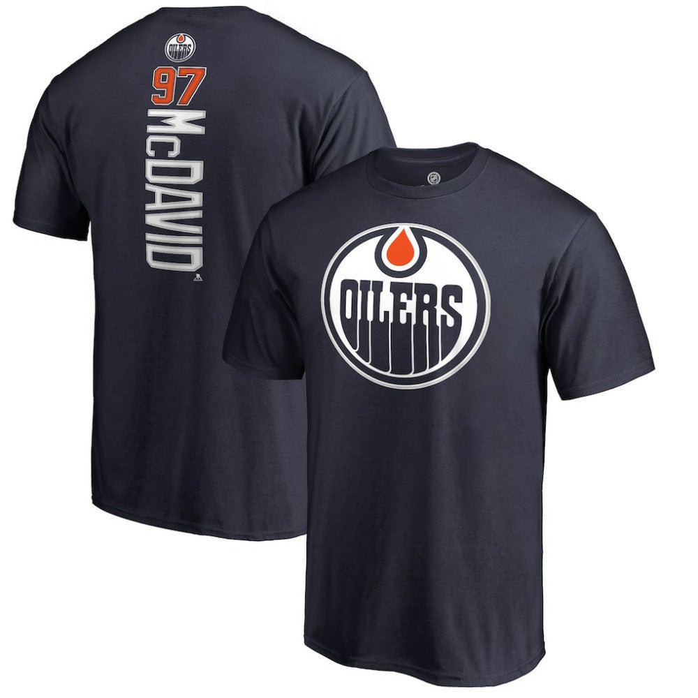 NHL Navy Connor McDavid Edmonton Oilers Backer Name & Number T-Shirt