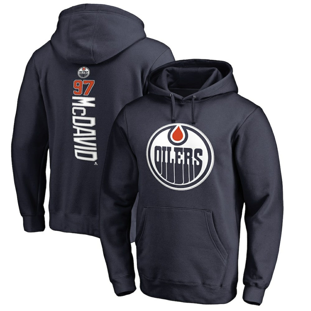 NHL Navy Connor McDavid Edmonton Oilers Backer Name & Number Pullover Hoodie