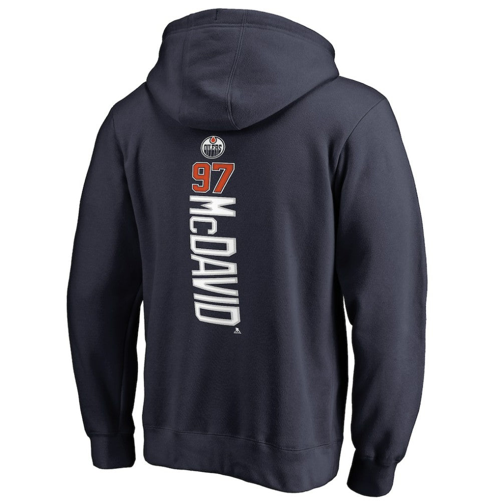 NHL Navy Connor McDavid Edmonton Oilers Backer Name & Number Pullover Hoodie