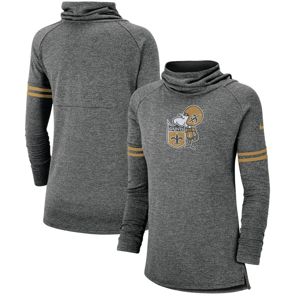 Women's Historic Marks Long Sleeve Tri-Blend Funnel Sweatshirt - New Orleans Saints