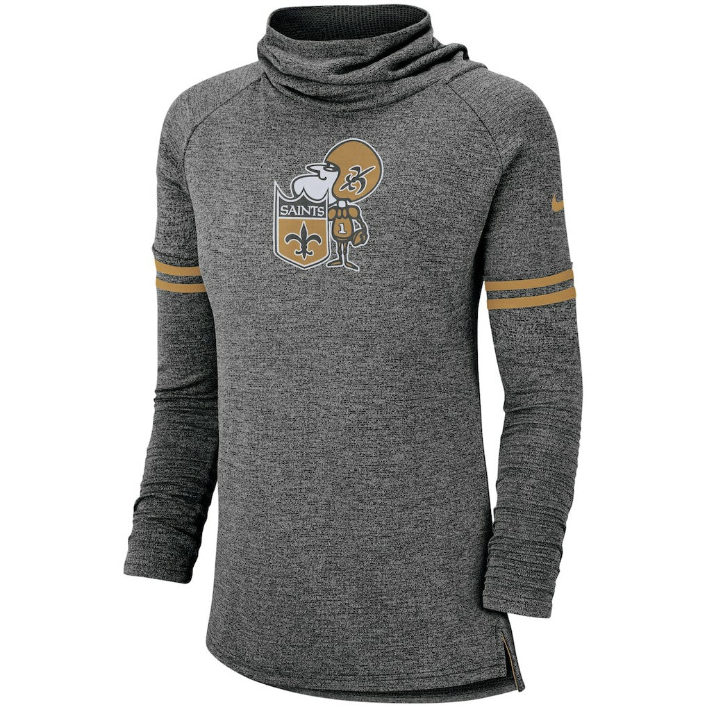 Women's Historic Marks Long Sleeve Tri-Blend Funnel Sweatshirt - New Orleans Saints