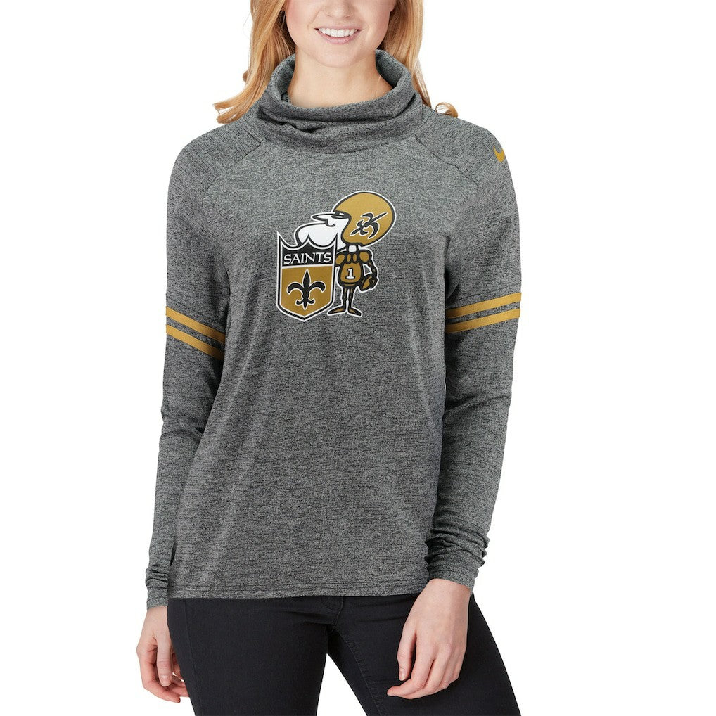 Women's Historic Marks Long Sleeve Tri-Blend Funnel Sweatshirt - New Orleans Saints