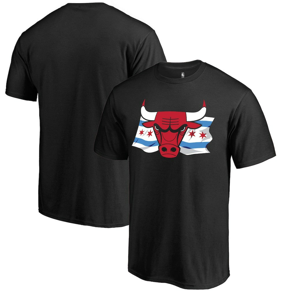NBA Chicago Bulls Black Hometown Collection Chicago Flag T-Shirt sale