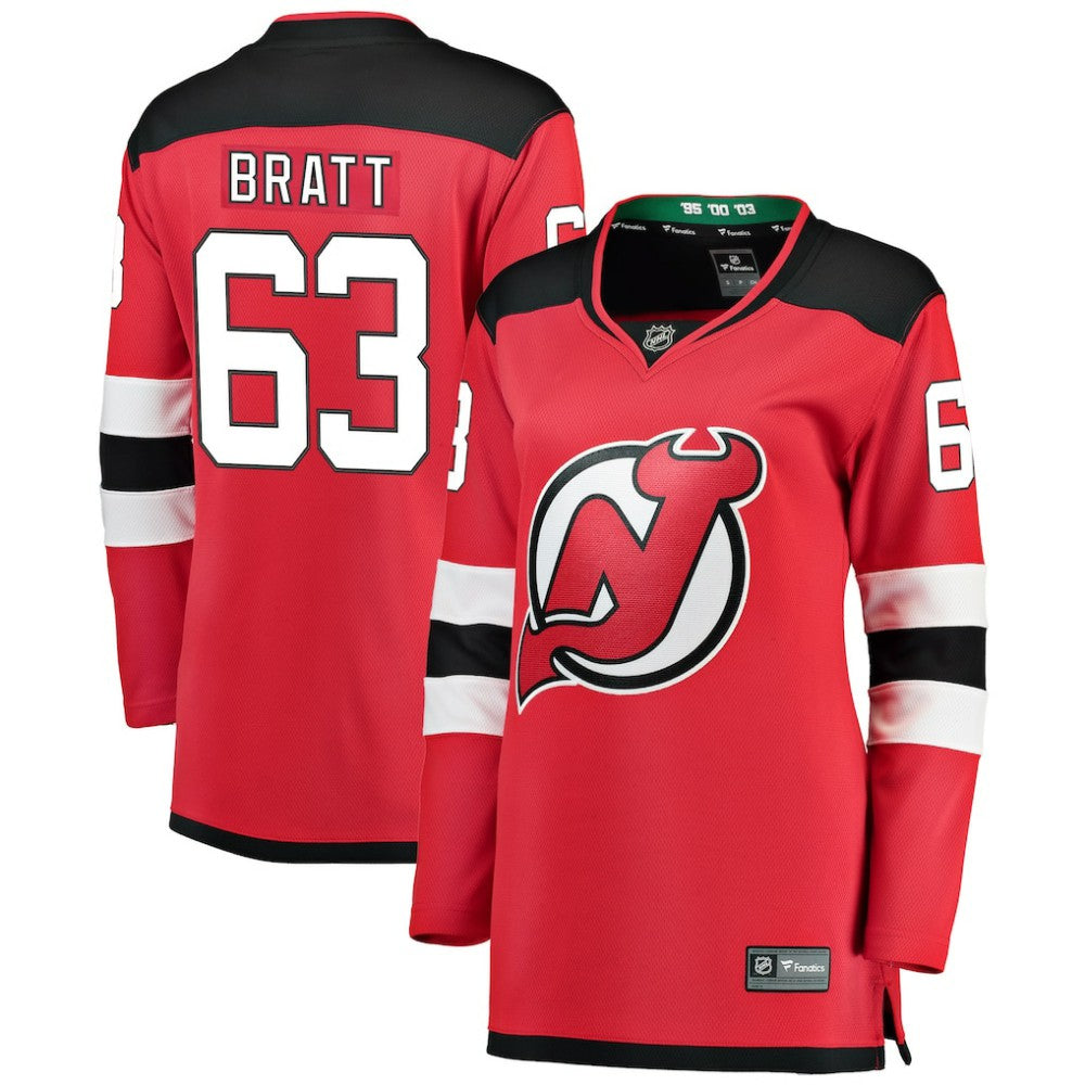 NHL Red Jesper Bratt New Jersey Devils Fanatics Women's Home Breakaway Player Jersey
