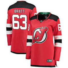 NHL Red Jesper Bratt New Jersey Devils Fanatics Women's Home Breakaway Player Jersey