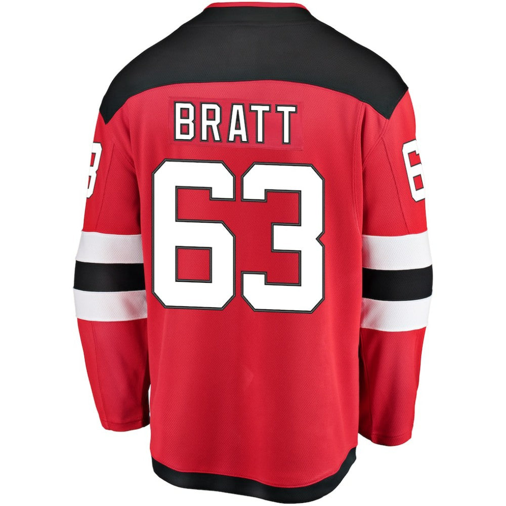 NHL Red Jesper Bratt New Jersey Devils Fanatics Home Breakaway Player Jersey