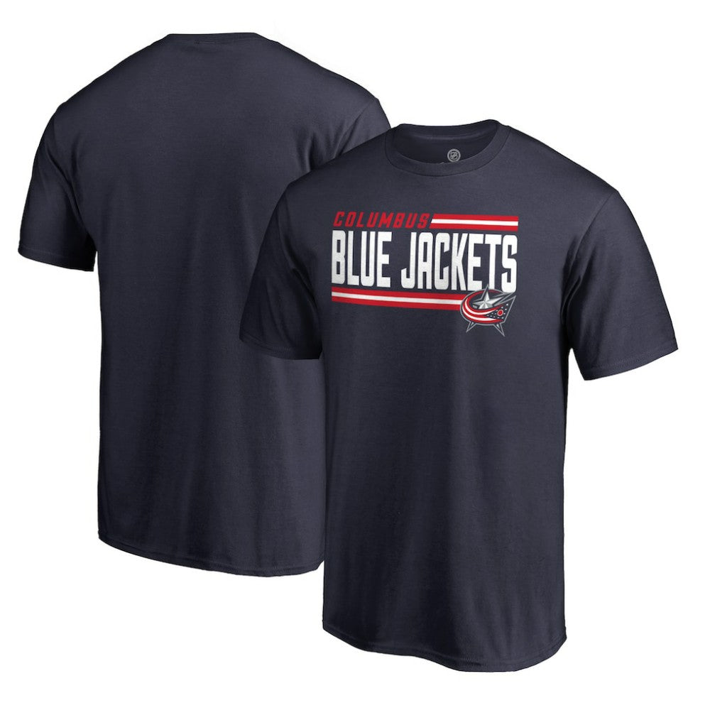 NHL Navy Columbus Blue Jackets Iconic Collection On Side Stripe T-Shirt