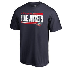 NHL Navy Columbus Blue Jackets Iconic Collection On Side Stripe T-Shirt
