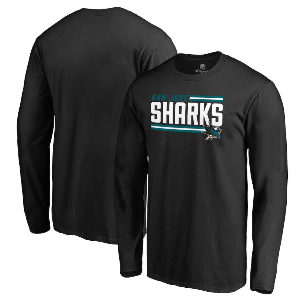 NHL Black San Jose Sharks Iconic Collection On Side Stripe Long Sleeve T-Shirt