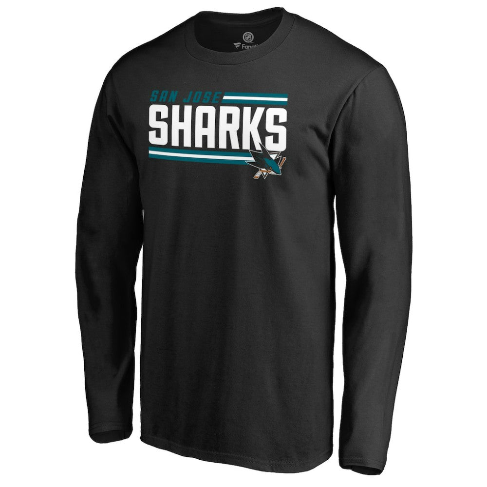 NHL Black San Jose Sharks Iconic Collection On Side Stripe Long Sleeve T-Shirt