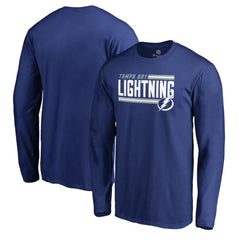 NHL Blue Tampa Bay Lightning Iconic Collection On Side Stripe Long Sleeve T-Shirt