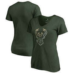 NBA Milwaukee Bucks Women's X-Ray Slim Fit V-Neck T-Shirt