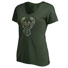 NBA Milwaukee Bucks Women's X-Ray Slim Fit V-Neck T-Shirt