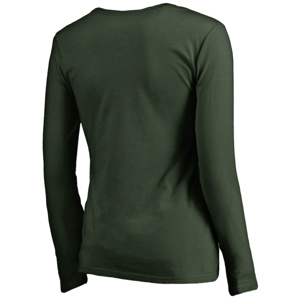 NHL Green Minnesota Wild Women's Iconic Collection Script Assist Long Sleeve V-Neck T-Shirt