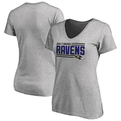 Women's Iconic Collection On Side Stripe V-Neck T-Shirt - Baltimore Ravens