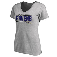 Women's Iconic Collection On Side Stripe V-Neck T-Shirt - Baltimore Ravens