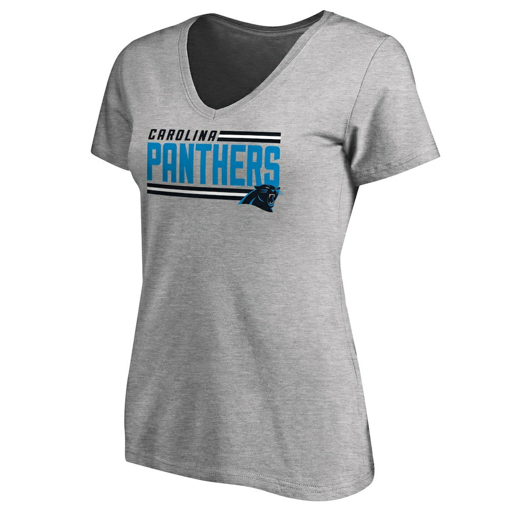 Women's Iconic Collection On Side Stripe V-Neck T-Shirt - Carolina Panthers