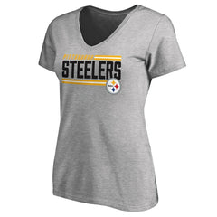 Women's Iconic Collection On Side Stripe V-Neck T-Shirt - Pittsburgh Steelers