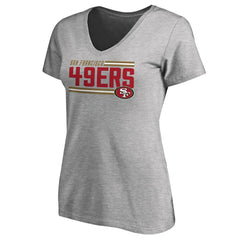 Women's Iconic Collection On Side Stripe V-Neck T-Shirt - San Francisco 49ers