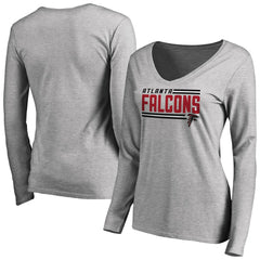 Women's Iconic Collection On Side Stripe Long Sleeve V-Neck T-Shirt - Atlanta Falcons