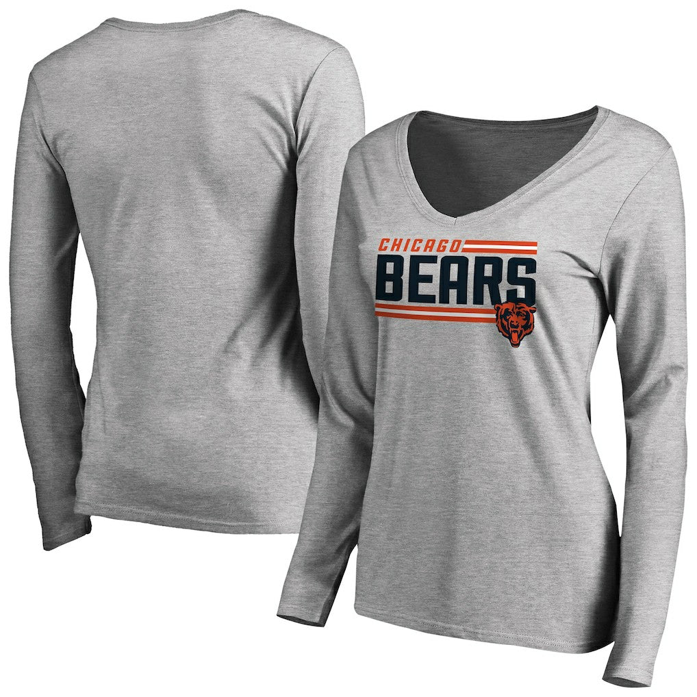 Women's Iconic Collection On Side Stripe Long Sleeve V-Neck T-Shirt - Chicago Bears