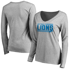Women's Iconic Collection On Side Stripe Long Sleeve V-Neck T-Shirt - Detroit Lions