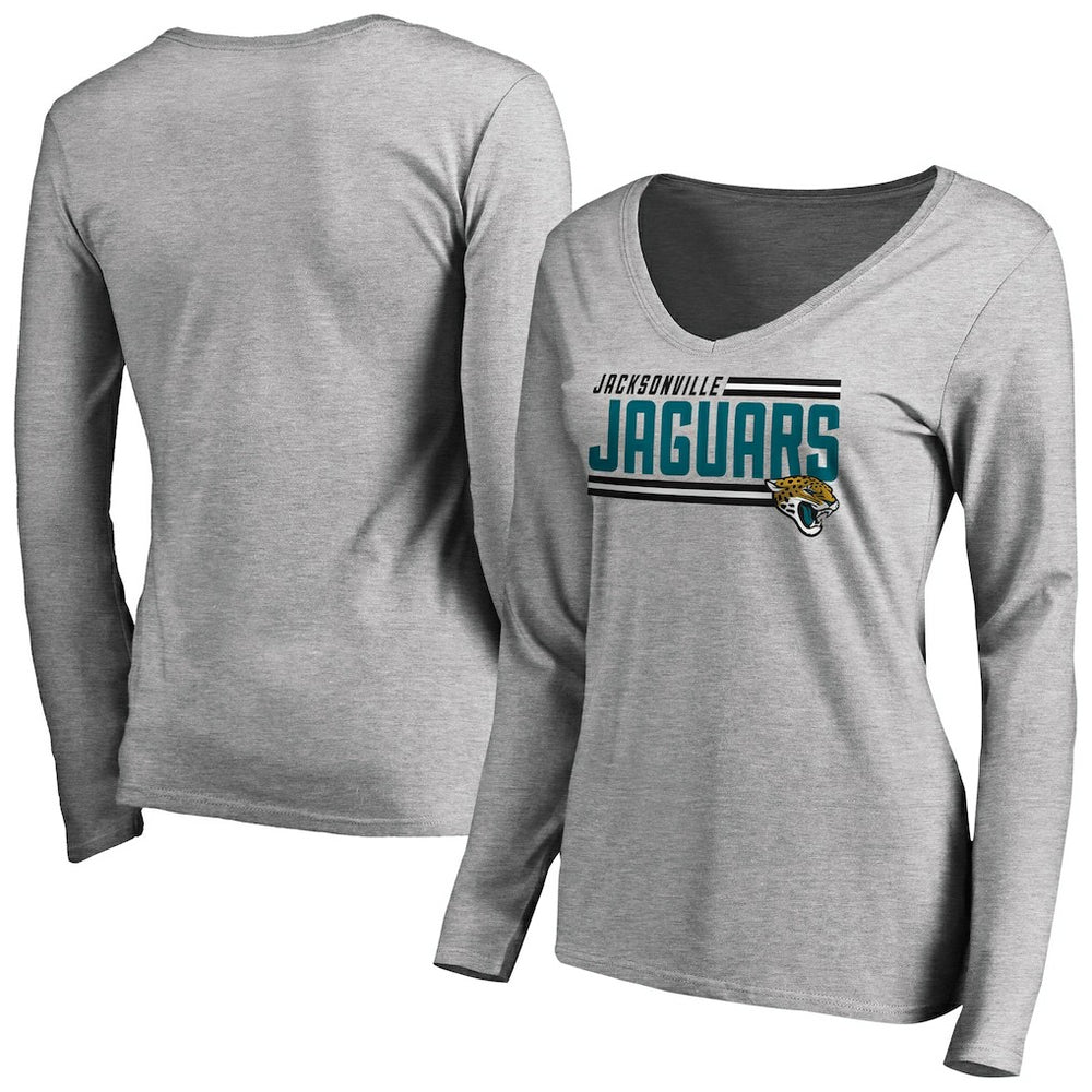 Women's Iconic Collection On Side Stripe Long Sleeve V-Neck T-Shirt - Jacksonville Jaguars