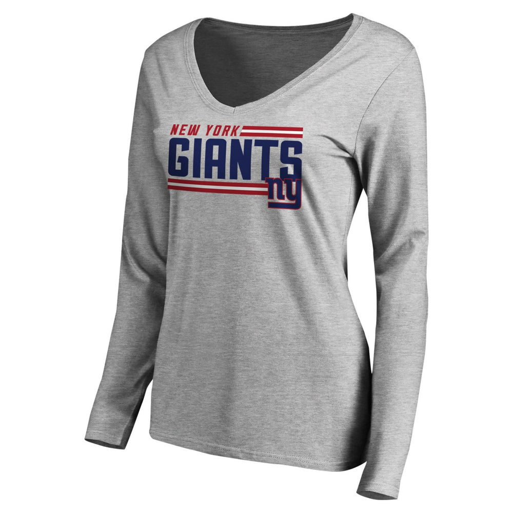 Women's Iconic Collection On Side Stripe Long Sleeve V-Neck T-Shirt - New York Giants