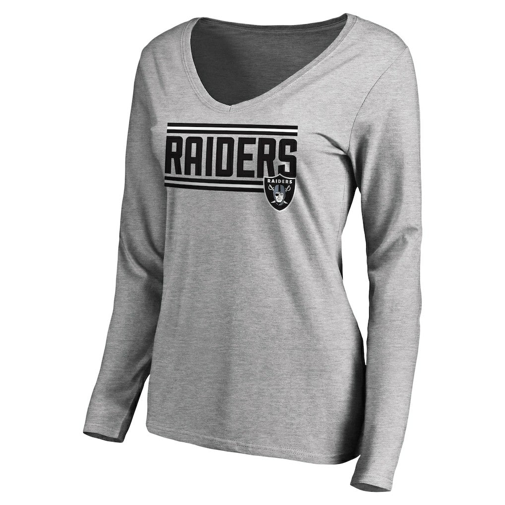 Women's Iconic Collection On Side Stripe Long Sleeve V-Neck T-Shirt - Las Vegas Raiders